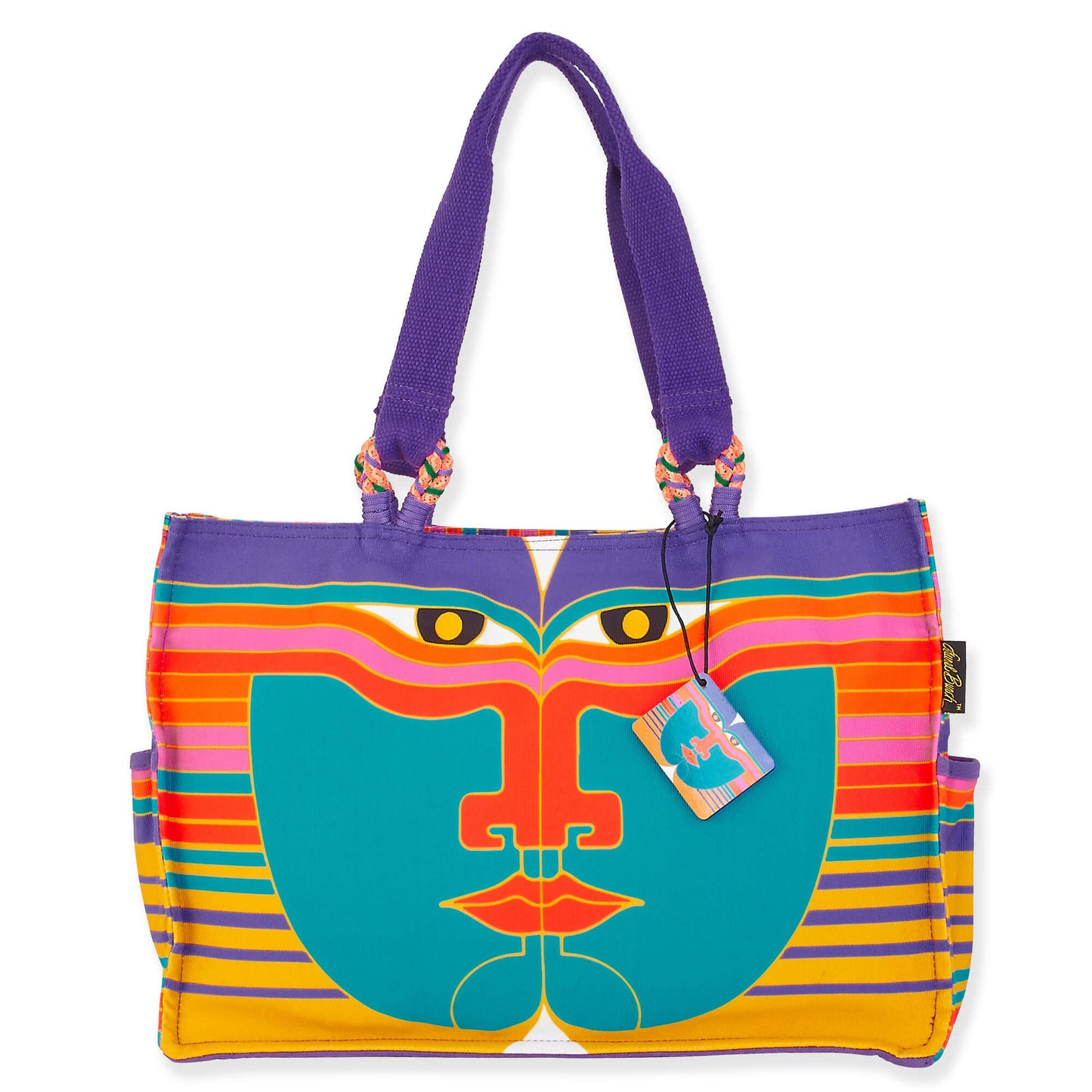 Laurel Burch Vayu Spirit Aztec Face Large Shoulder Tote Bag, 17'' x 5'' x 12''