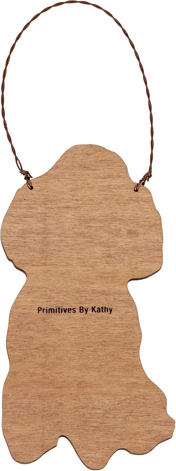 Primitives By Kathy White Poodle with Holiday Lights Wooden Christmas Ornament