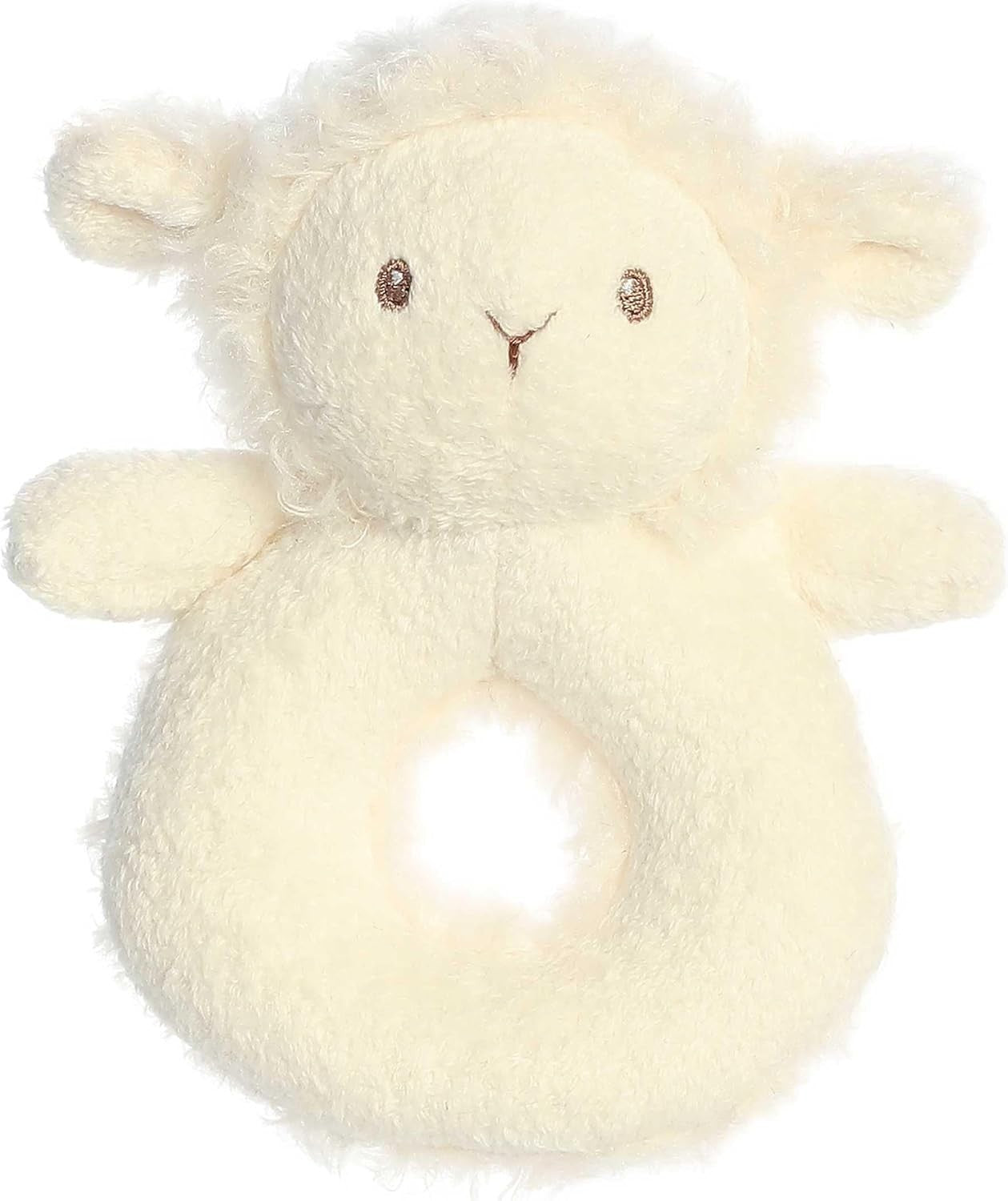 Aurora® Playful Cherub Lamb™ Rattle Baby Plush Stuffed Animal Toy, Cream 6 in