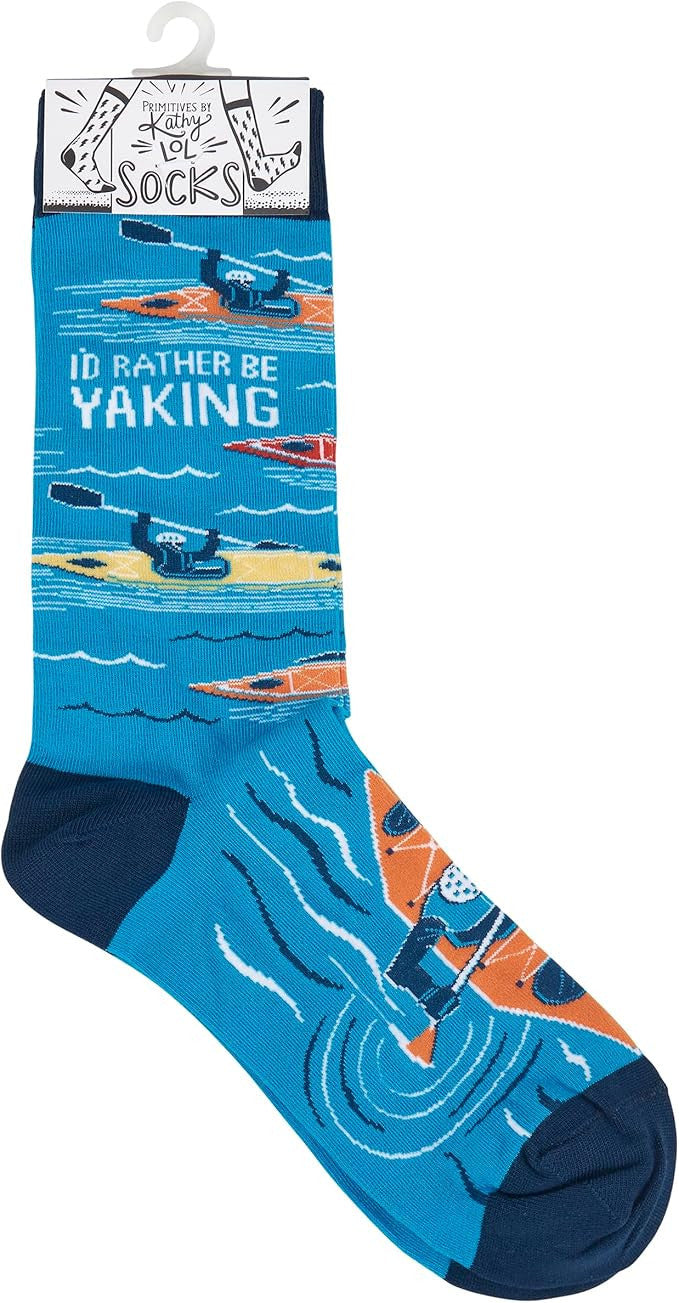 Primitives by Kathy - I'd Rather Be Yakking Unisex Socks, One Size