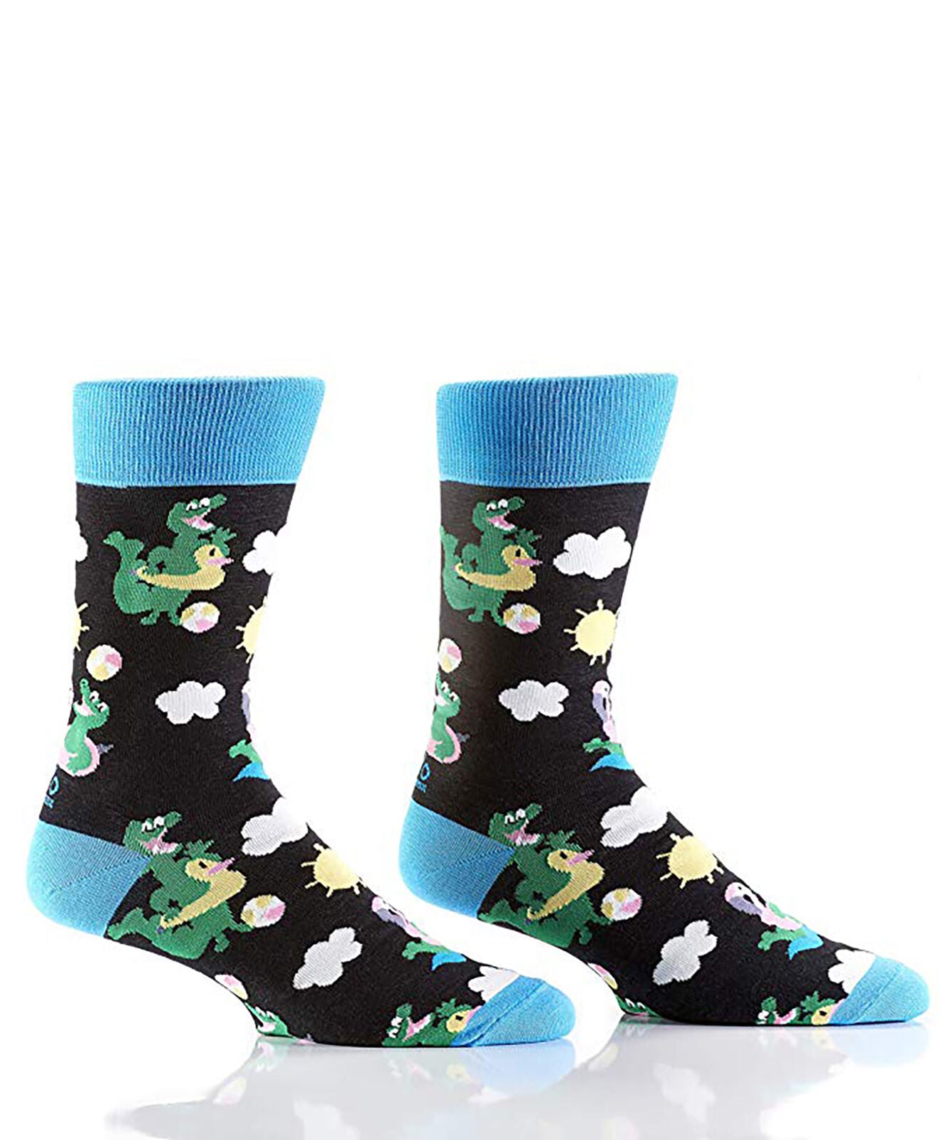 Yo Sox Summer Crocodile Blue and Black Men's Size 7-12 Cotton Blend Novelty