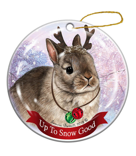 Holiday Pet Gifts Netherland Dwarf Rabbit Porcelain Christmas Ornament