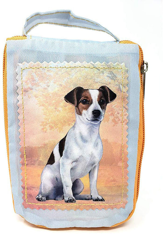 Jack Russell Foldable Tote Bag - Durable, Waterproof - Zippered Market Tote