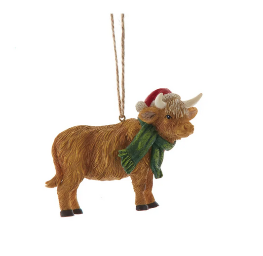 Kurt Adler Highland Cow Ornament, 4"