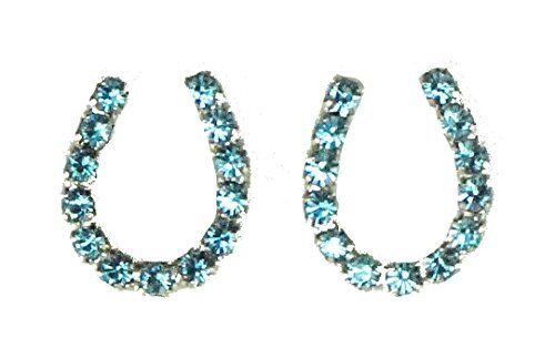 Finishing Touch Crystal Horseshoe Earrings - Aqua Swarovski, Imitation Rhodium