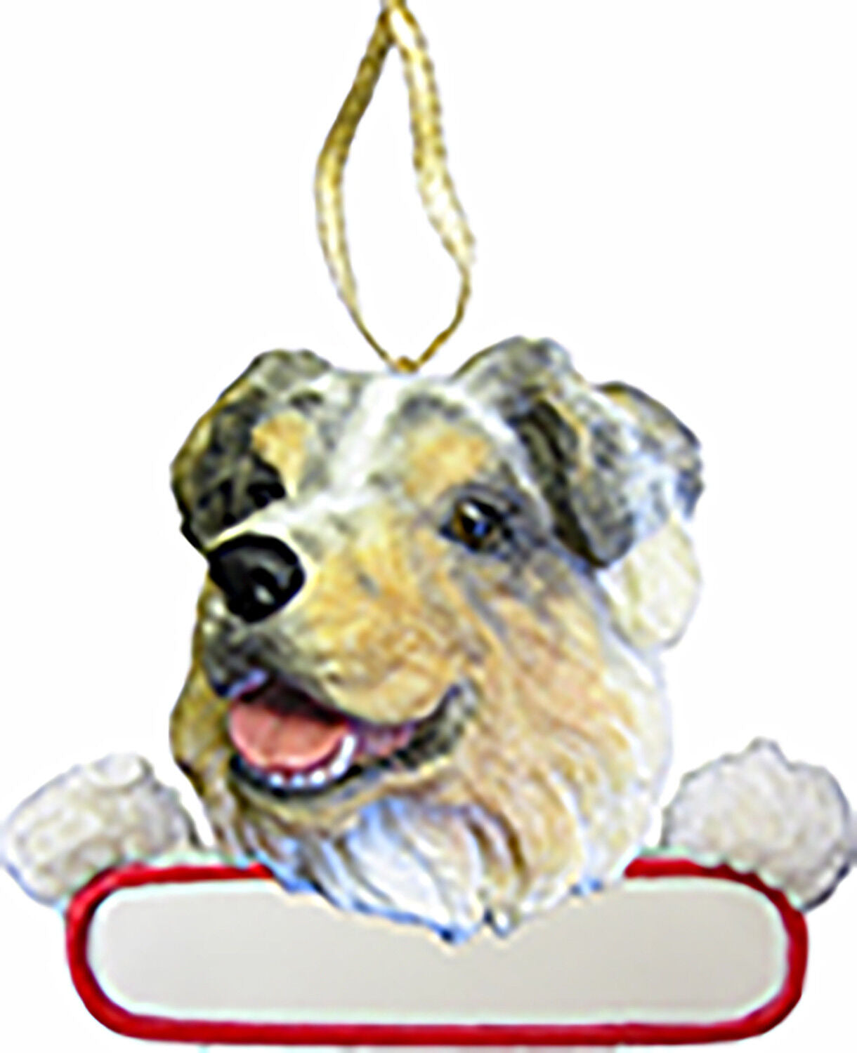 Australian Shepherd Ornament "Santa's Pals" With Personalizable Name Plate