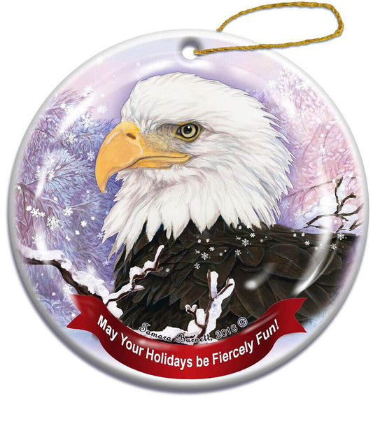Holiday Pet Gifts American Bald Eagle Bird Porcelain Christmas Ornament