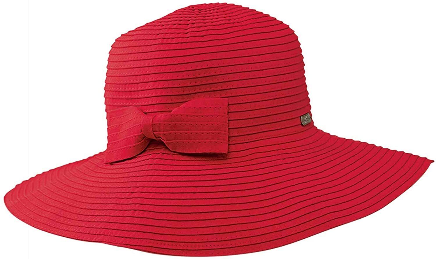 Sun 'N' Sand Classic Snap & Go Foldable Hat with Bow Trim (One Size - Red)
