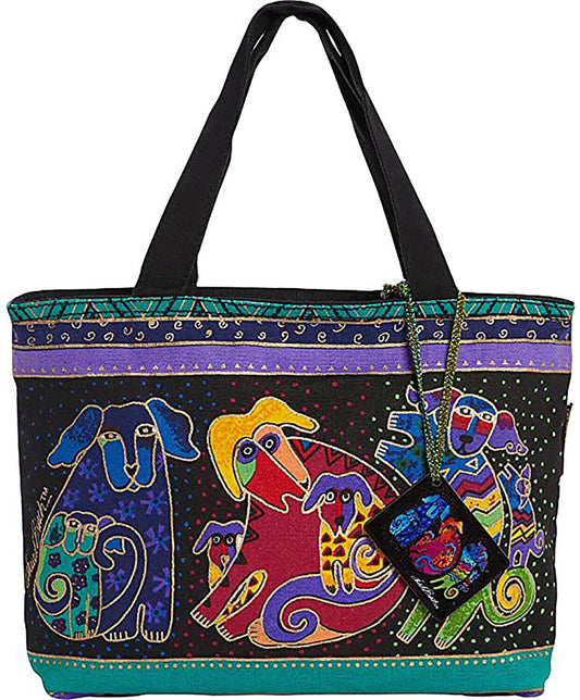 Laurel Burch Artistic Totes Small Tote Bag Purse, 11 by 8-Inch, Dogs and Doggies