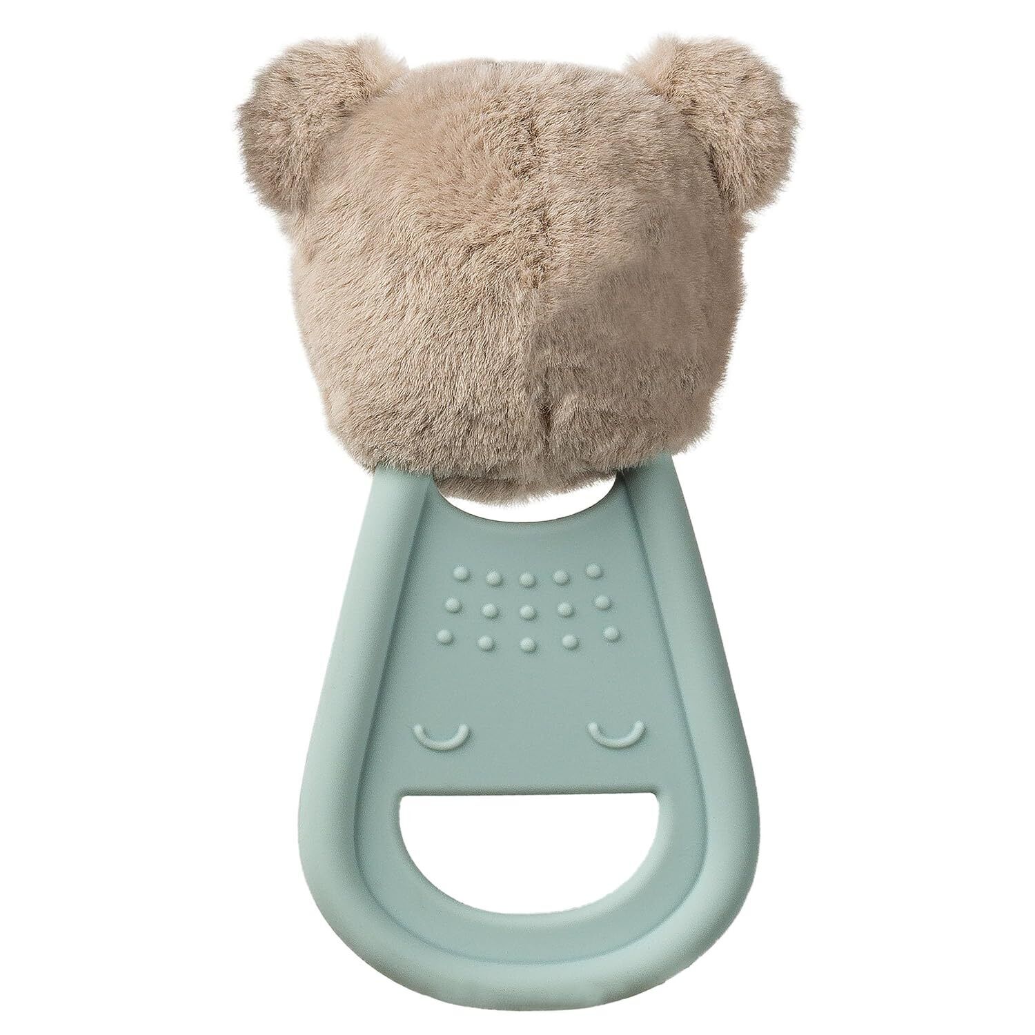 Mary Meyer Teething Toys Simply Silicone Teether with Soft Toy, 6", Teddy Bear