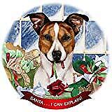 Rat Terrier Brown/White Tipped Dog Porcelain Ornament 'Santa. I Can Explain!'