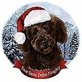 Holiday Pet Gifts Chocolate Labradoodle Dog Santa Hat Porcelain Ornament