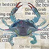 Paperproducts Design Best Crab Beverage Napkins, 5 x 5", Blue