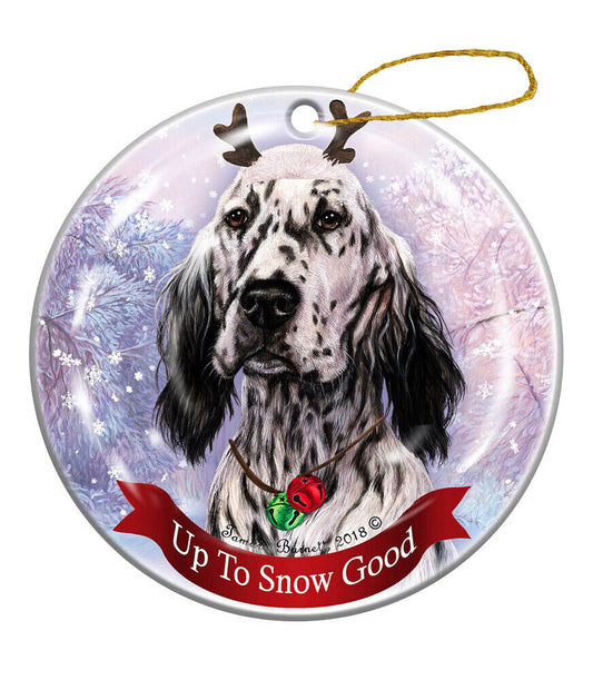 Holiday Pet Gifts Blue English Setter Dog Porcelain Christmas Ornament