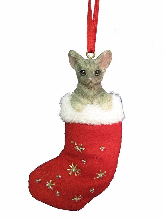 E&S Pets orn222-9 Santa's Little Pals Christmas Ornaments Silver Tabby Cat