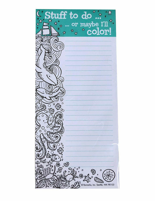 Re-Marks Coloring List Magnetic Notepad - Under The Sea Ocean Images 45 Pages