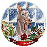 Doberman Fawn Cropped Dog Porcelain Ornament Pet Gift Santa I Can Explain!