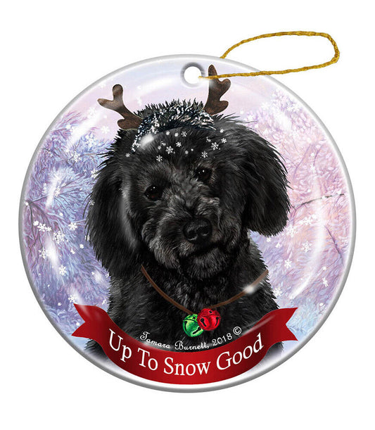 Holiday Pet Gifts Black Labradoodle Dog Porcelain Christmas Ornament