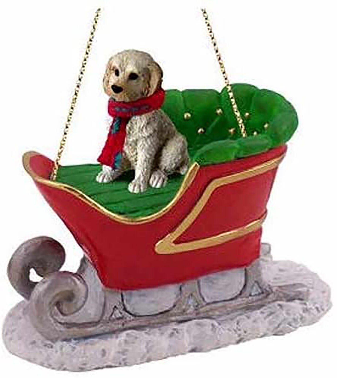 Conversation Concepts Cream-Blonde Labradoodle Dog Sleigh Dog Holiday Ornament