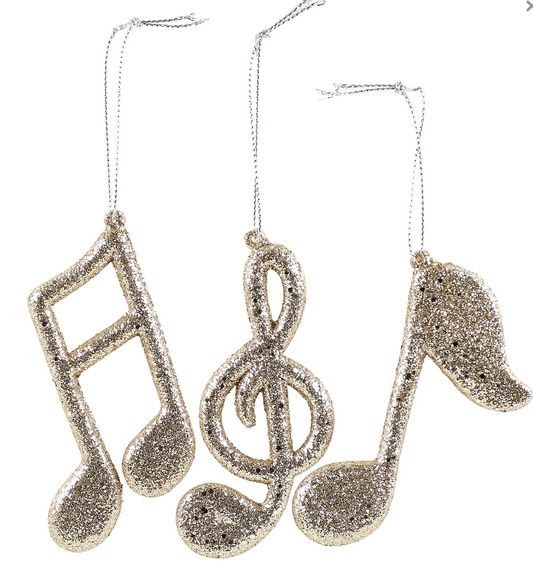 Primitives By Kathy Music Notes Ornament Set of 3 Christmas Ornament