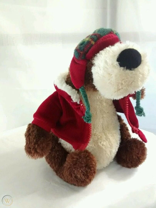 Gund Plush Bear Cozy Holiday Living Goober Jr Corduroy Jacket Plaid Hat 11”