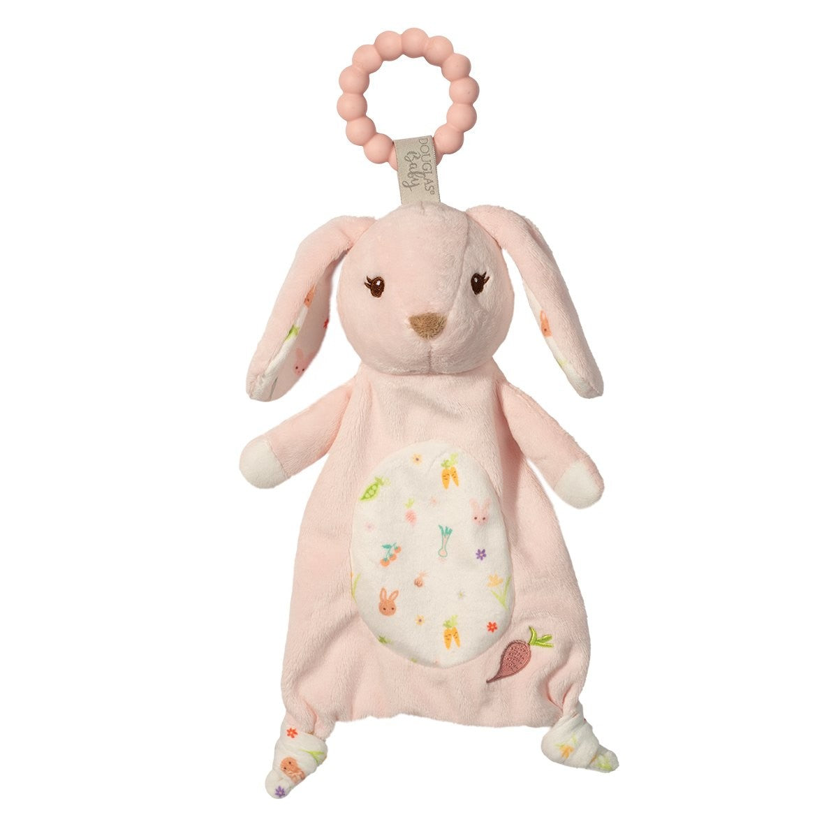 Douglas Parsnip Pink Bunny Teether Plush Stuffed Animal Toy, 10"