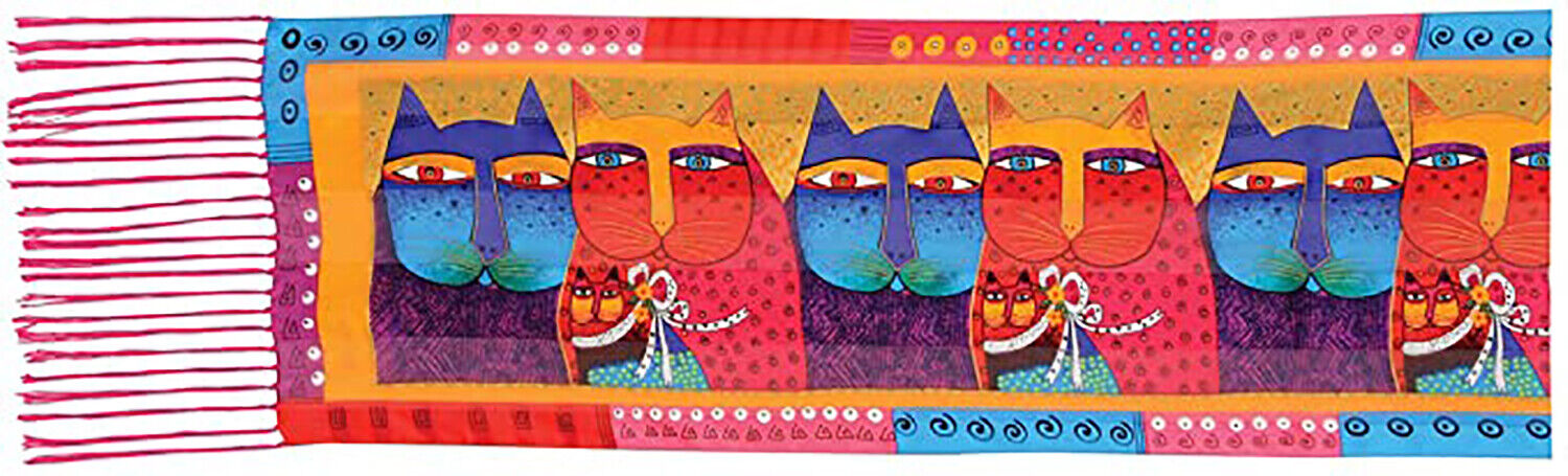 Laurel Burch Silk Scarf Feline Family