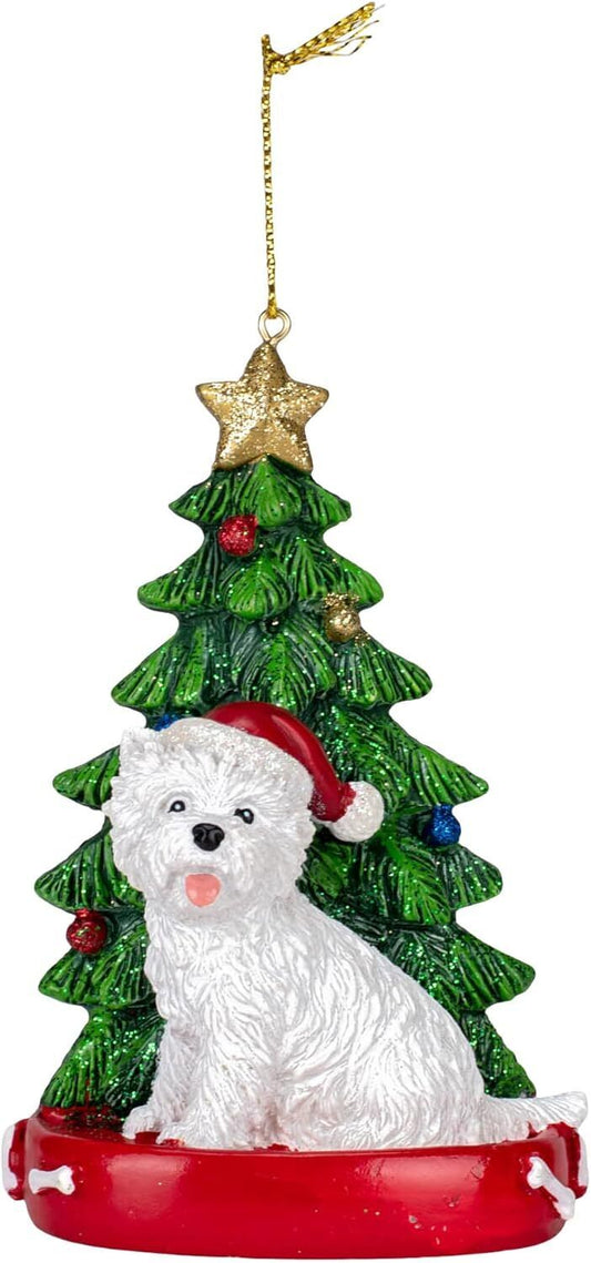 Kurt Adler West Highland Terrier With Santa Hat Christmas Tree Ornament, 4.25 "