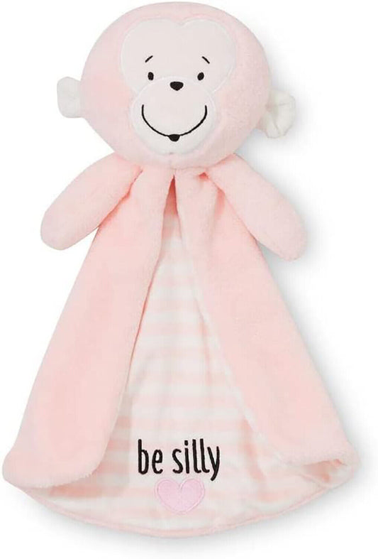 Izzy & Oliver Baby Infant Be Silly Pink Monkey Tag-a-Long Stuffed Animal Blanket