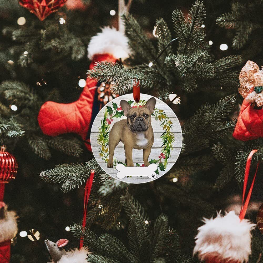 French Bulldog Ornament - E&S Pets - DIY Personalizable, Ceramic Round Ornament