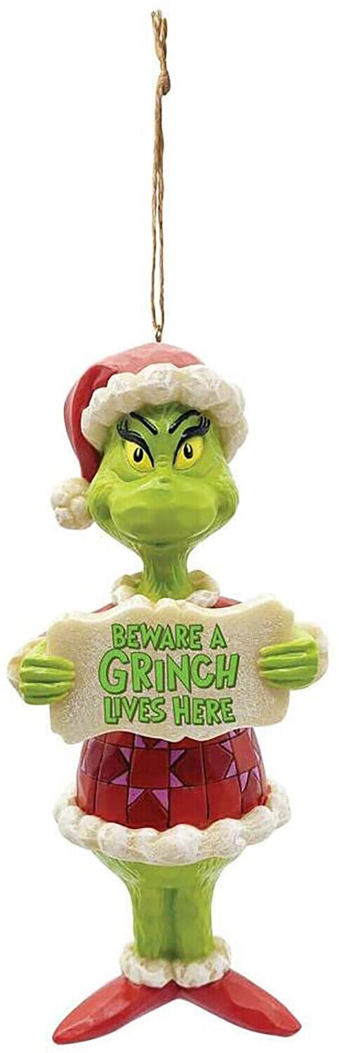 Enesco Grinch by Jim Shore Grinch Beware a Grinch PVC Hanging Ornament