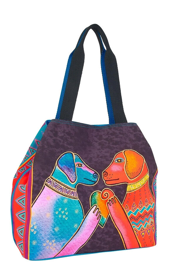 Laurel Burch Heartfelt Dogs Large Gap Tote, 21" x 5.5" x 15"