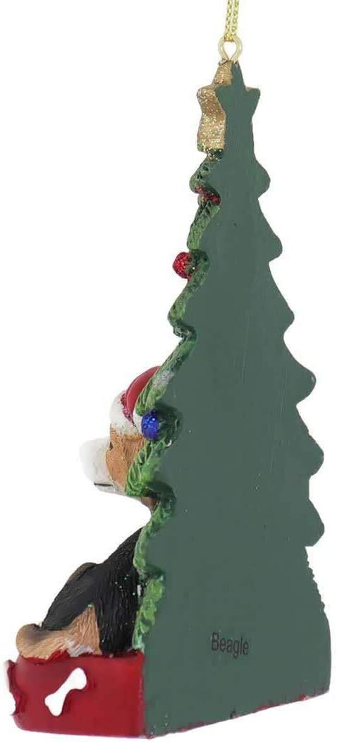 Kurt Adler Beagle With Santa Hat Christmas Tree Ornament, 4.25 "