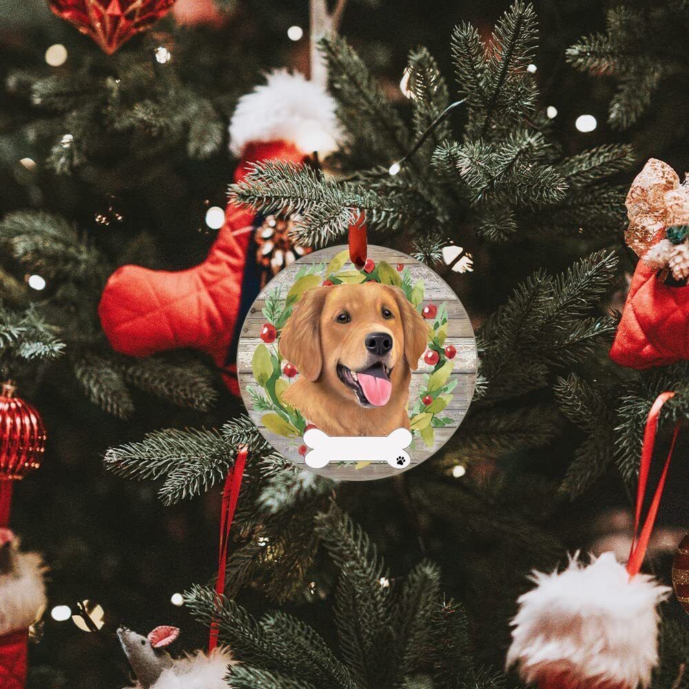 Golden Retriever Ornament - E&S Pets, DIY Personalizable, Ceramic Round Ornament