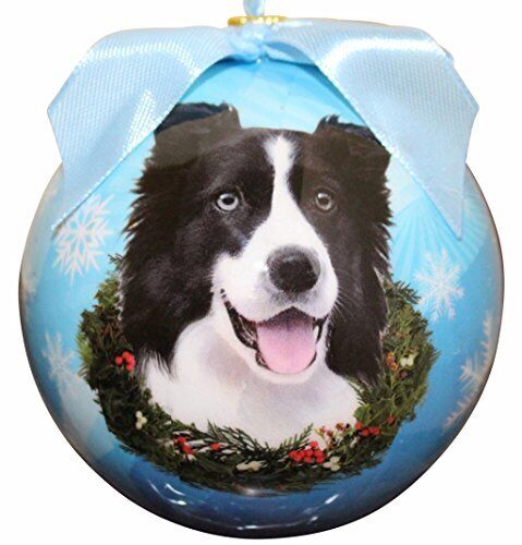 "Border Collie Christmas Ornament" Shatter Proof Ball Easy To Personalize