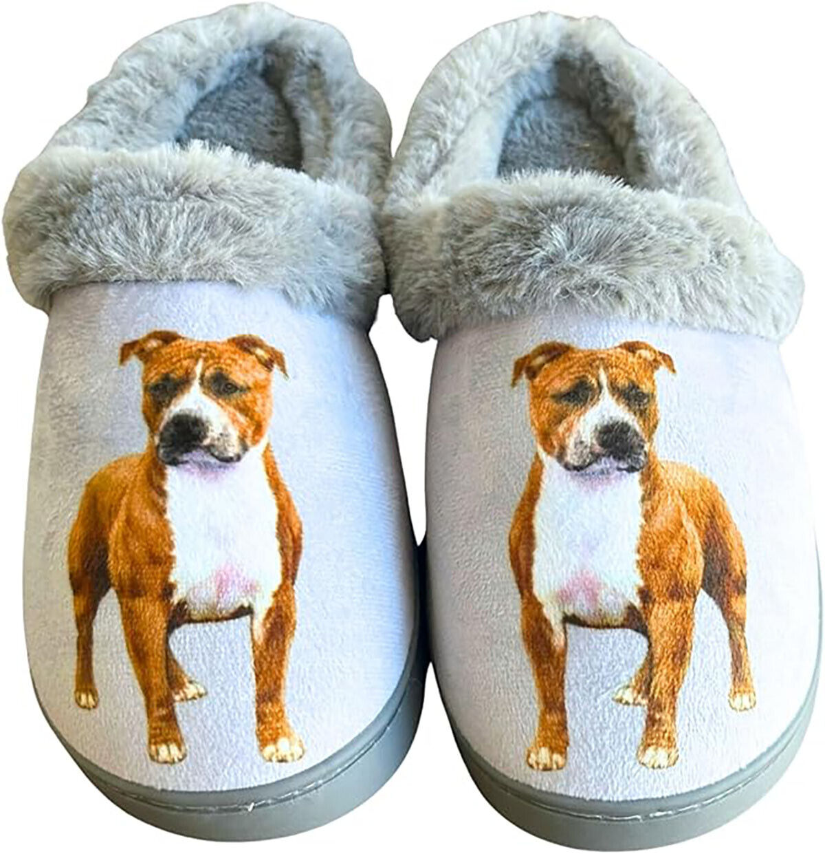 E&S Pets Pitbull Snugg Slippers for Pet Lovers - Fuzzy Memory Foam, S/M