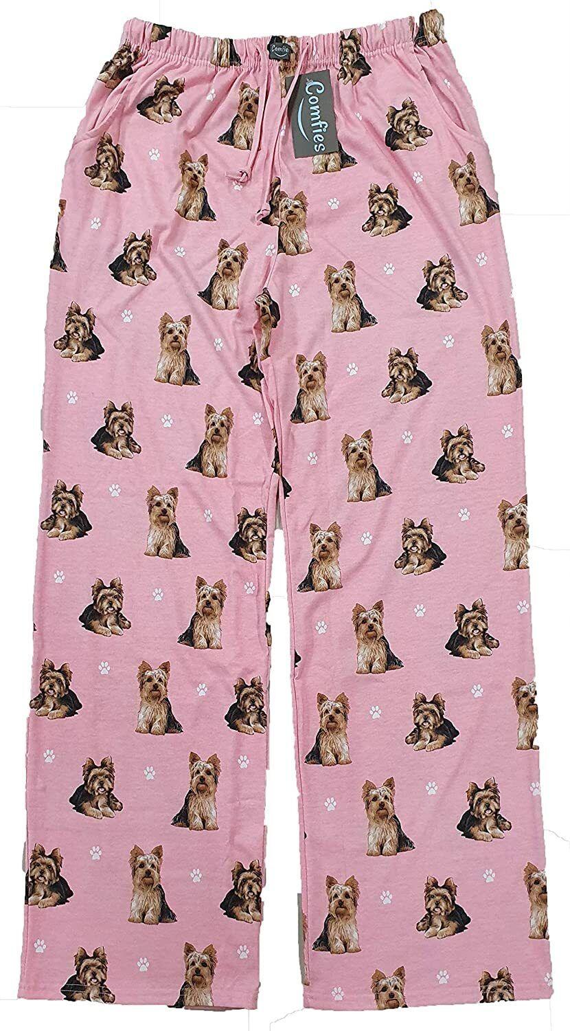 Yorkie Unisex Lightweight Cotton Blend Pajama Bottoms- Medium