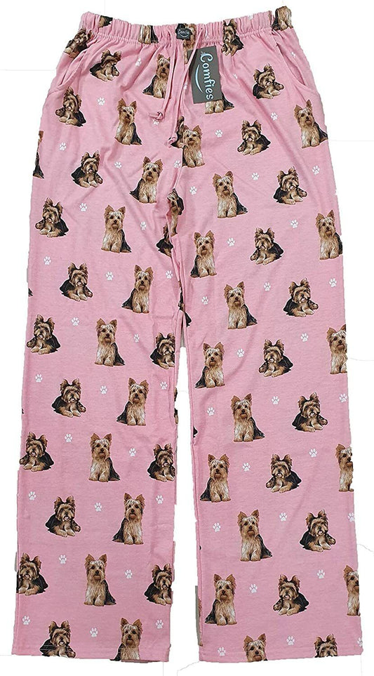 Yorkie Unisex Lightweight Cotton Blend Pajama Bottoms- Medium