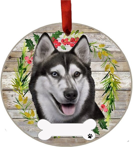 Siberian Husky Ornament - E&S Pets, DIY Personalizable, Ceramic Round Ornament