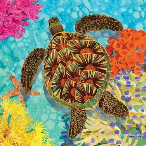 Paperproducts Design Tessa Sea Turtle Beverage Napkin, 5" x 5", Multicolor