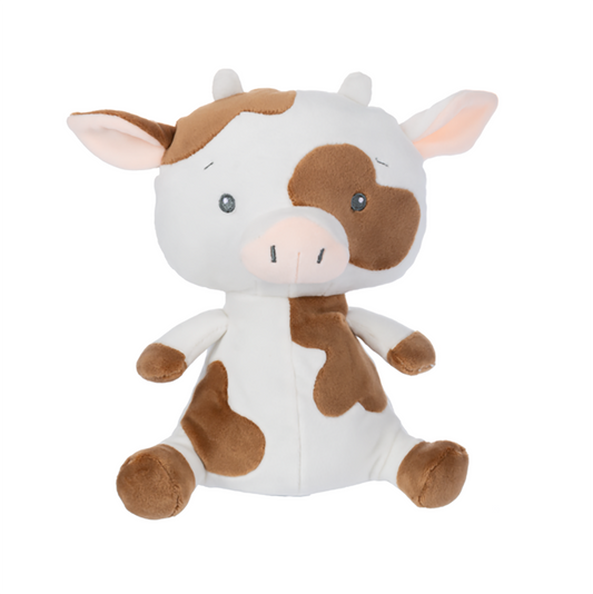 Baby Ganz Cuddle-Me Brown & White Cow with Rattle Plush Stuffed Animal Toy, 9"