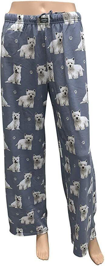 Westie Unisex Lightweight Cotton Blend Pajama Bottoms- Medium