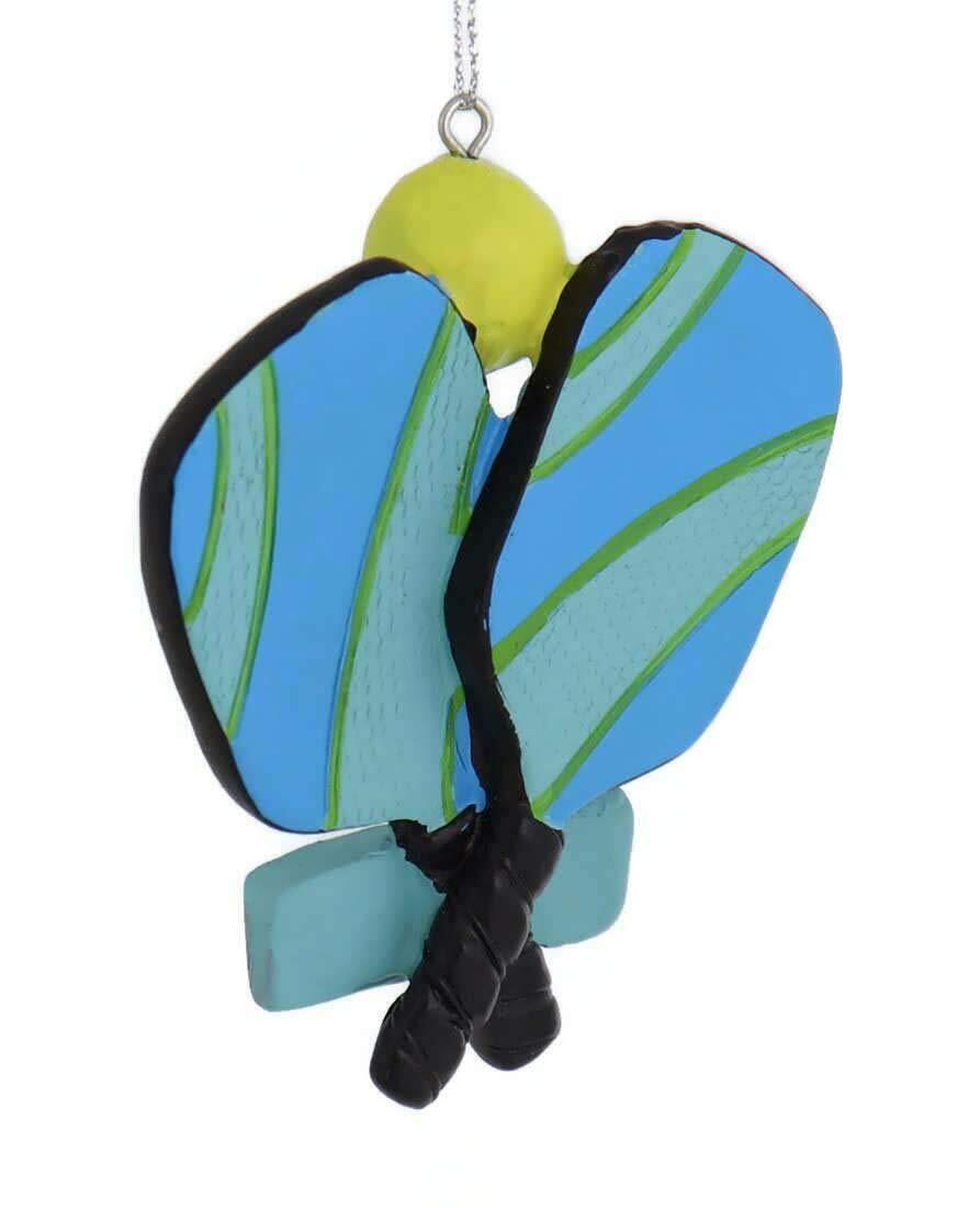 Midwest Blue Green Pickle Ball Racket Ball Resin Decorative Christmas Ornament