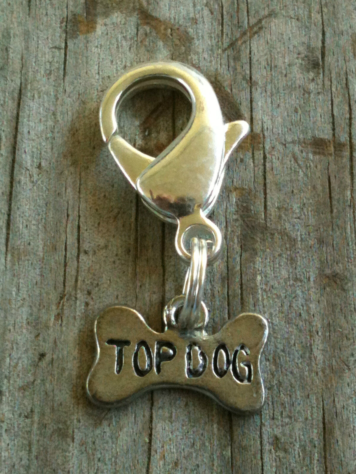 Antiqued Lead Free Silver Plated Pewter "Top Dog" Charm / Zipper Pull