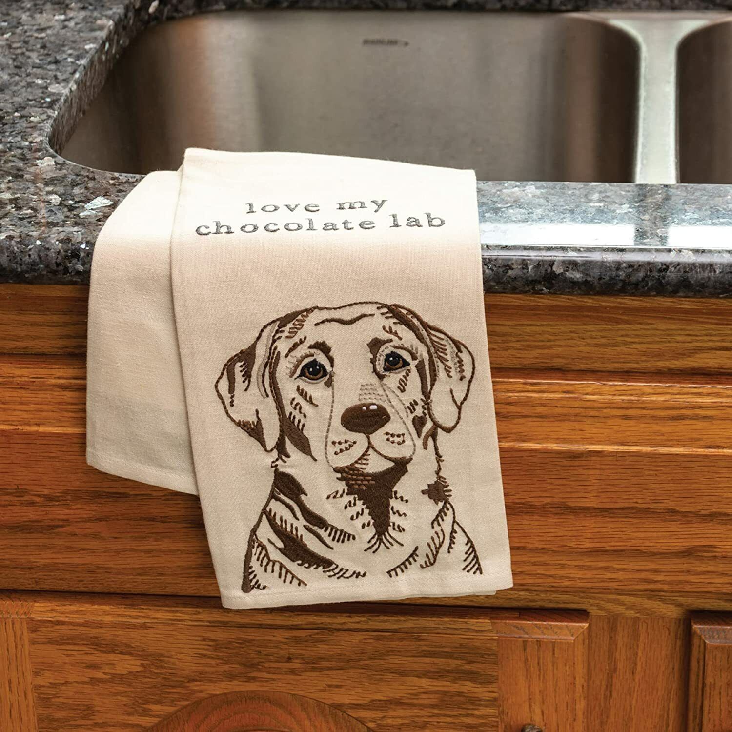 Primitives by Kathy 113202 Kitchen Towel I Love My Chocolate Lab, 28", Cotton