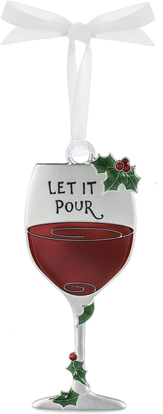 Ganz Merry Merlot Wine Metal Ornament - Let It Pour