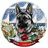 German Shepherd Silver Sable Dog Porcelain Ornament 'Santa. I Can Explain!'
