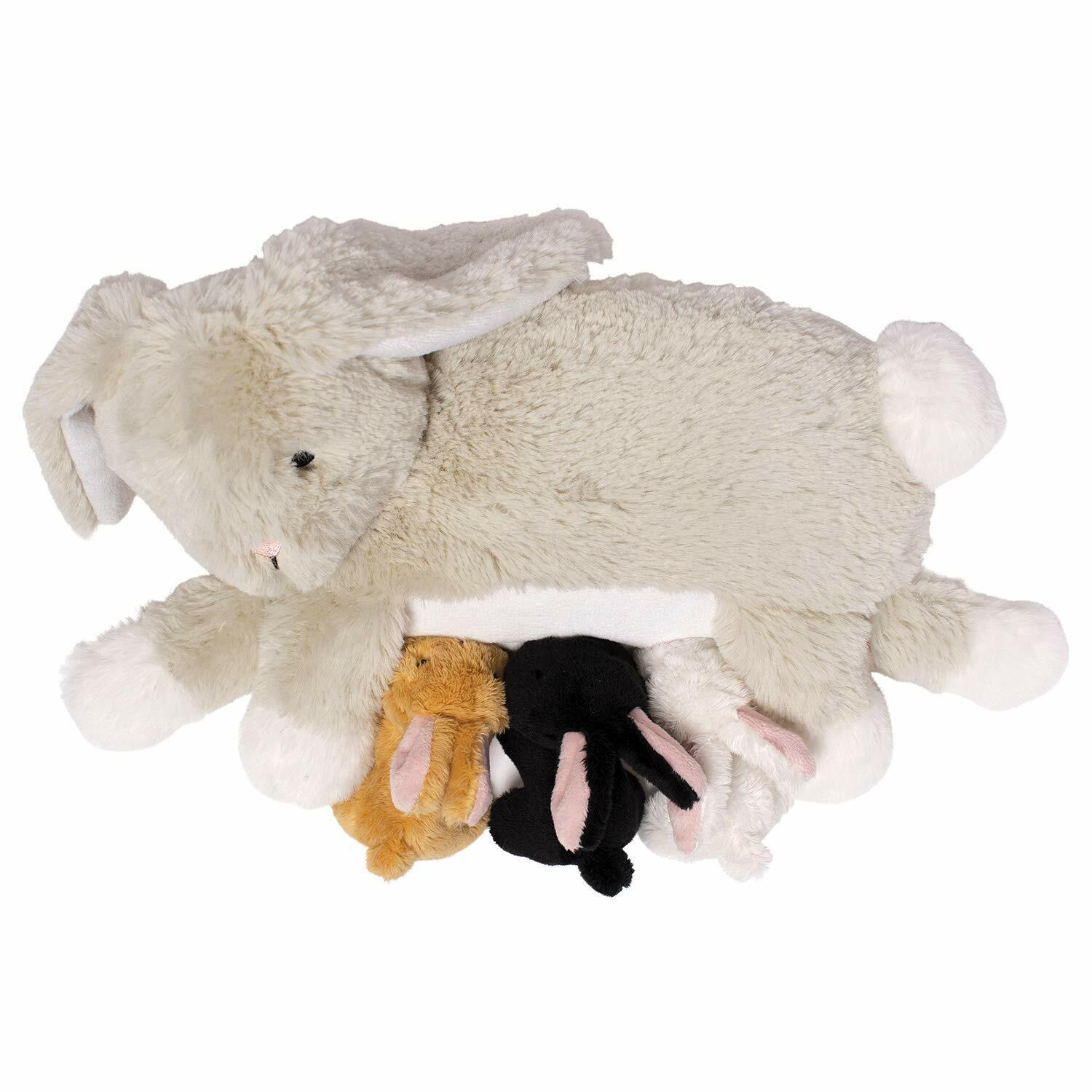 Manhattan Toy Nursing Nola Rabbit Stuffed Animal, 10" with 3 Bunnies