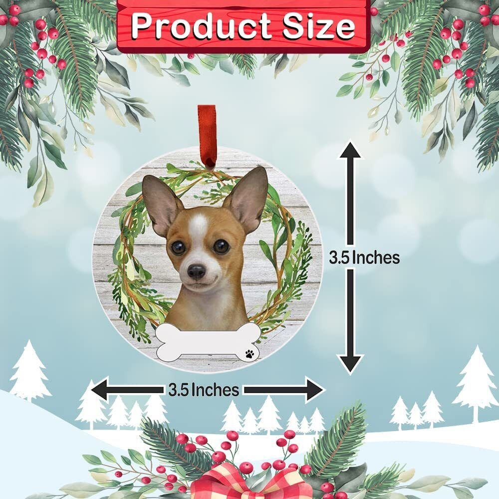 Tan Chihuahua Ornament - E&S Pets, DIY Personalizable, Ceramic Round Ornament