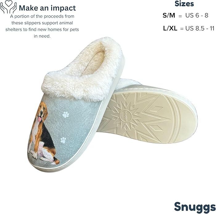 E&S Pets Beagle Snugg Slippers for Pet Lovers - Fuzzy Memory Foam, L/XL